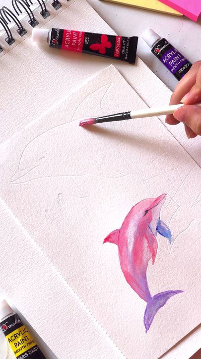 Dolphins Watercolour Painting