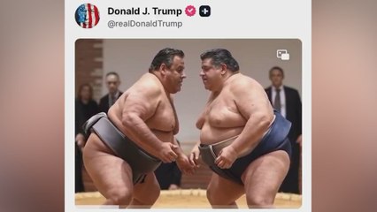 Trump mocks Pritzker and Christie with AI video turning them into sumo wrestlers