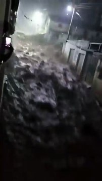 Tonight, strong water currents flood the streets of Sacapulas, Quiché, Guatemala.