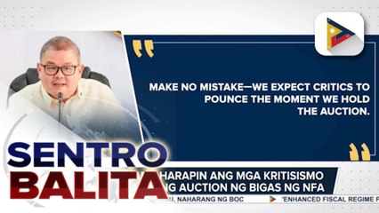 D.A., handang harapin ang mga kritisismo sa nakatakdang auction ng bigas ng NFA