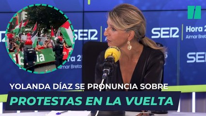 Yolanda Díaz se pronuncia sobre las protestas en apoyo a palestina en La Vuelta ciclista