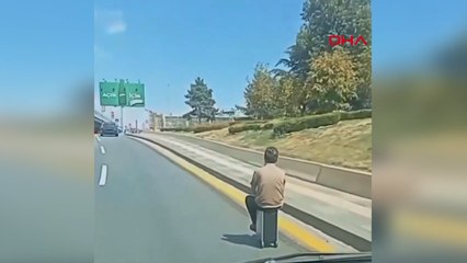 Elektrikli skuter valizle trafikte yolculuk yaptı: O anlar kamerada