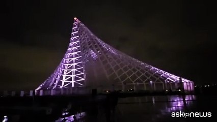 Giubileo, prove di illuminazione della "Vela di Calatrava" Tor Vergata