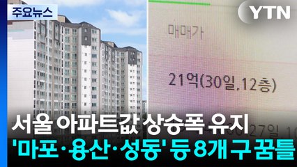 서울 아파트값 상승폭 유지...'마포·용산·성동' 등 8개 구는 '꿈틀' / YTN