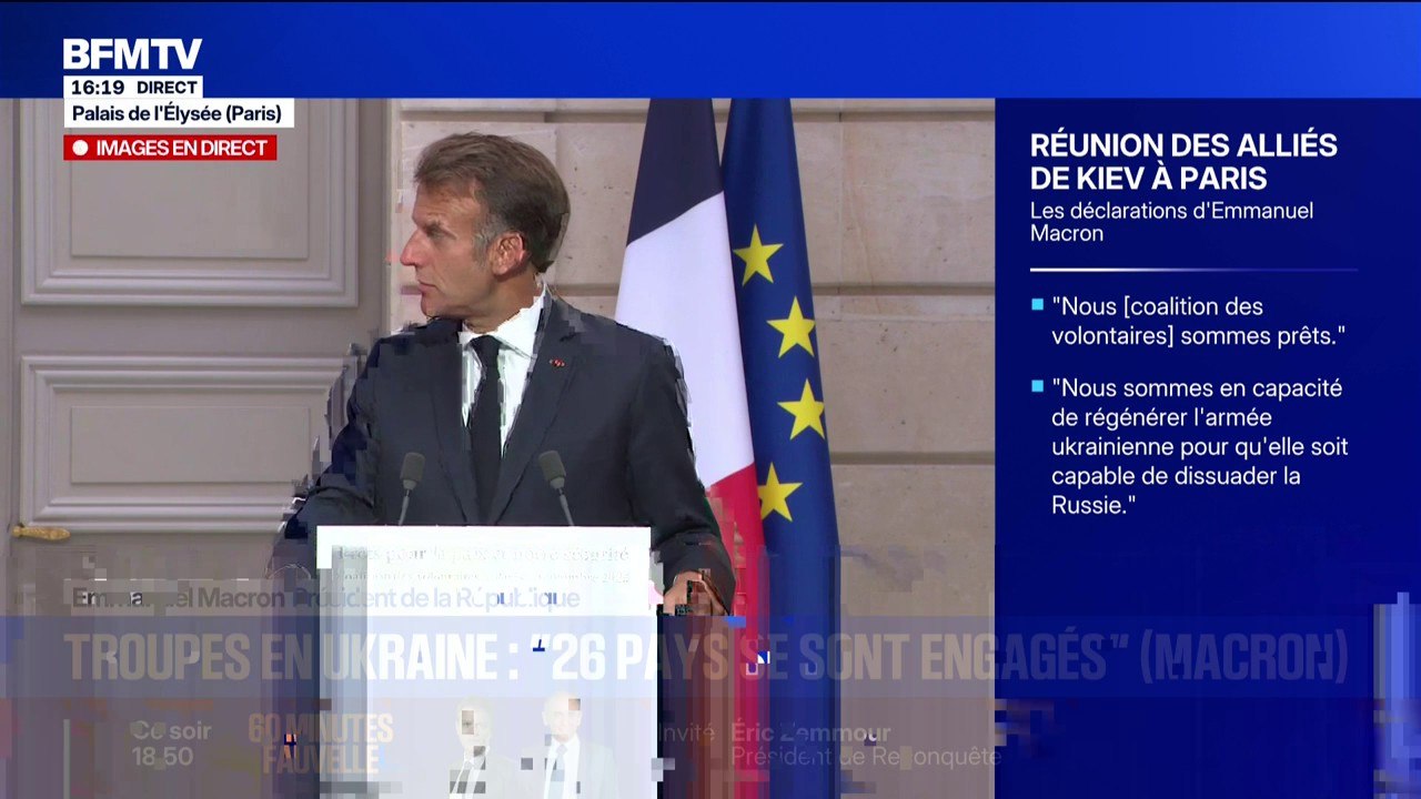 Guerre en Ukraine: "26 pays se sont engagés à déployer des troupes en Ukraine", indique Emmanuel Macron