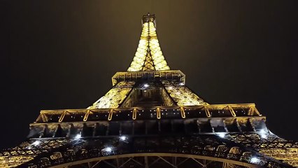 Eiffel Tower Lights at Night Paris Aerial Night View