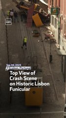 Top View Of Crash Scene On Historic Lisbon Funicular