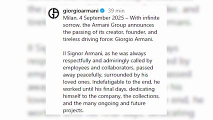 El mundo de la moda llora el fallecimiento de Giorgio Armani a los 91 años de edad