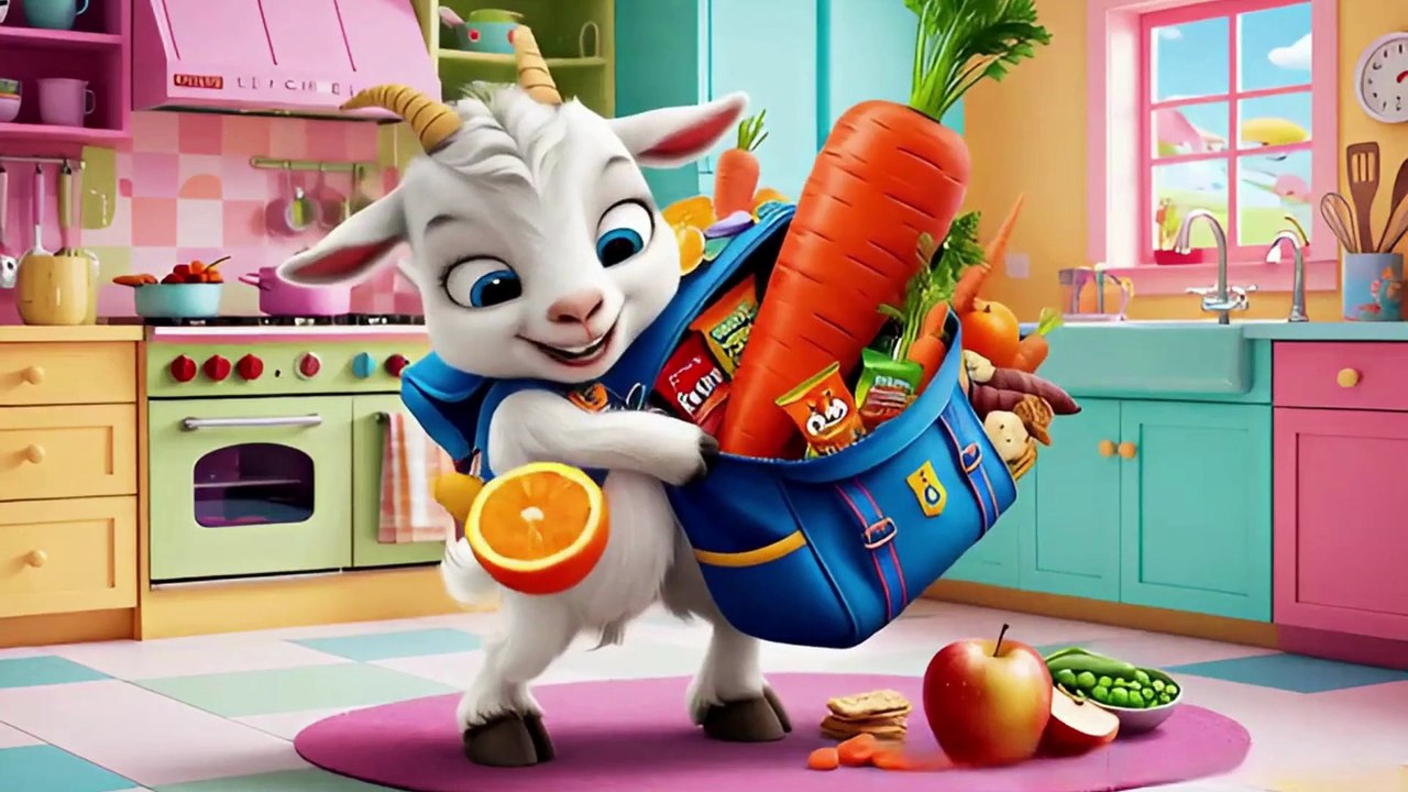 Goat kid and the school bag
