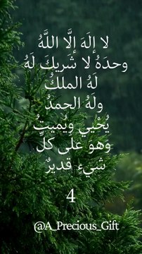 لا إلَهَ إلَّا اللَّهُ وحدَهُ لا شَريكَ لَهُ ، لَهُ الملكُ ، ولَهُ الحمدُ
