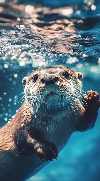 Curious Otter: An Underwater Glimpse into Marine Life! ✨ #CuriousOtter