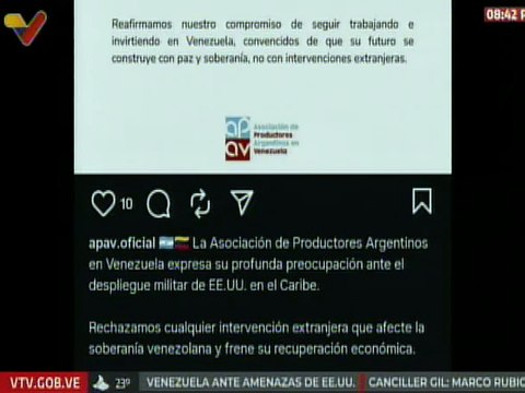 Comunicado | APAV Rechaza cualquier intervención extranjera que afecte la soberanía de Venezuela