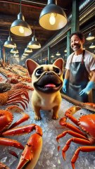 Frenchie s Epic Haul! Giant Crab BBQ Feast - So Delicious! 🦀🔥#shorts #cute  #FrenchBulldog  #BBQ
