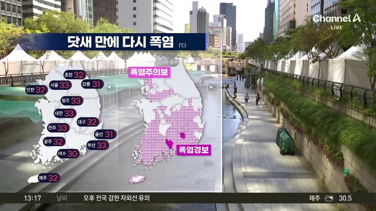 [날씨]동해안 빼고 폭염 ‘33도 안팎’…주말 100mm 이상 폭우