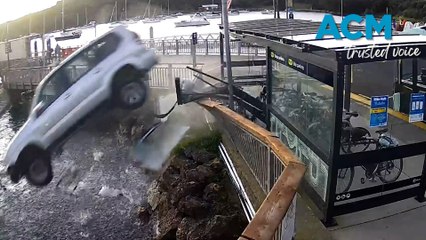 Shock moment driver ploughs through Auckland ferry terminal