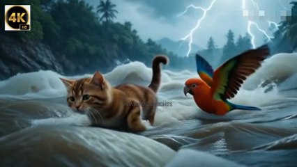 🚁 Emotional Cat & Parrot Rescue in Flood 🌊 | Heart Touching Animal Story