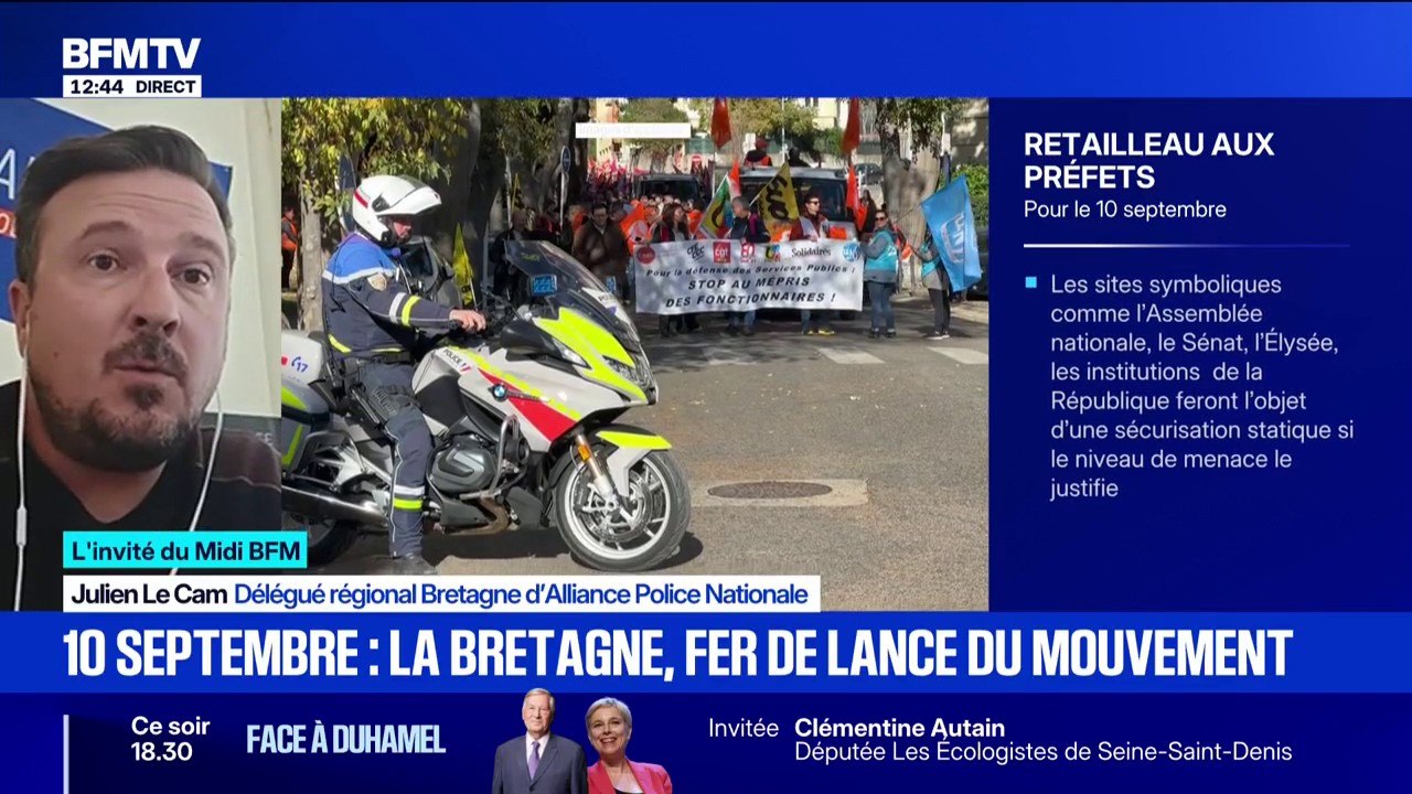 10 septembre: "On a une augmentation de la délinquance en Bretagne, et vient s'ajouter la grogne sociale", alerte Julien Le Cam (Alliance Police Nationale)