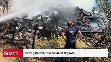 Evde çıkan yangın ormana sıçradı