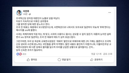 민주 이언주, 조국 직격... "대중 눈치 살피며 SNS 정치만...유감" / YTN