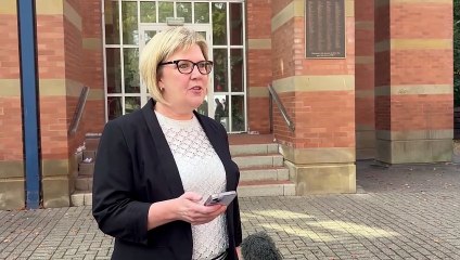 Detective Inspector Jo Delahay from West Mercia Police gives a statement outside Stafford Crown Court following the sentencing of Amy Pugh, 34, for the murder of her husband Kyle Pugh