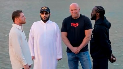 Cara a cara entre Canelo y Crawford desde Las Vegas, acompañados por Turki Alalshikh y Dana White