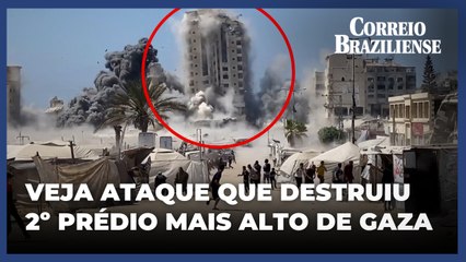 Israel bombardeia e derruba 2º prédio mais alto de Gaza, ao lado de campo de refugiados