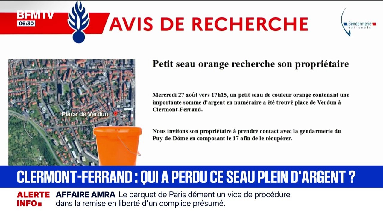 Un seau contenant des centaines d'euros trouvé à Clermont-Ferrand, la gendarmerie lance un appel pour retrouver le propriétaire