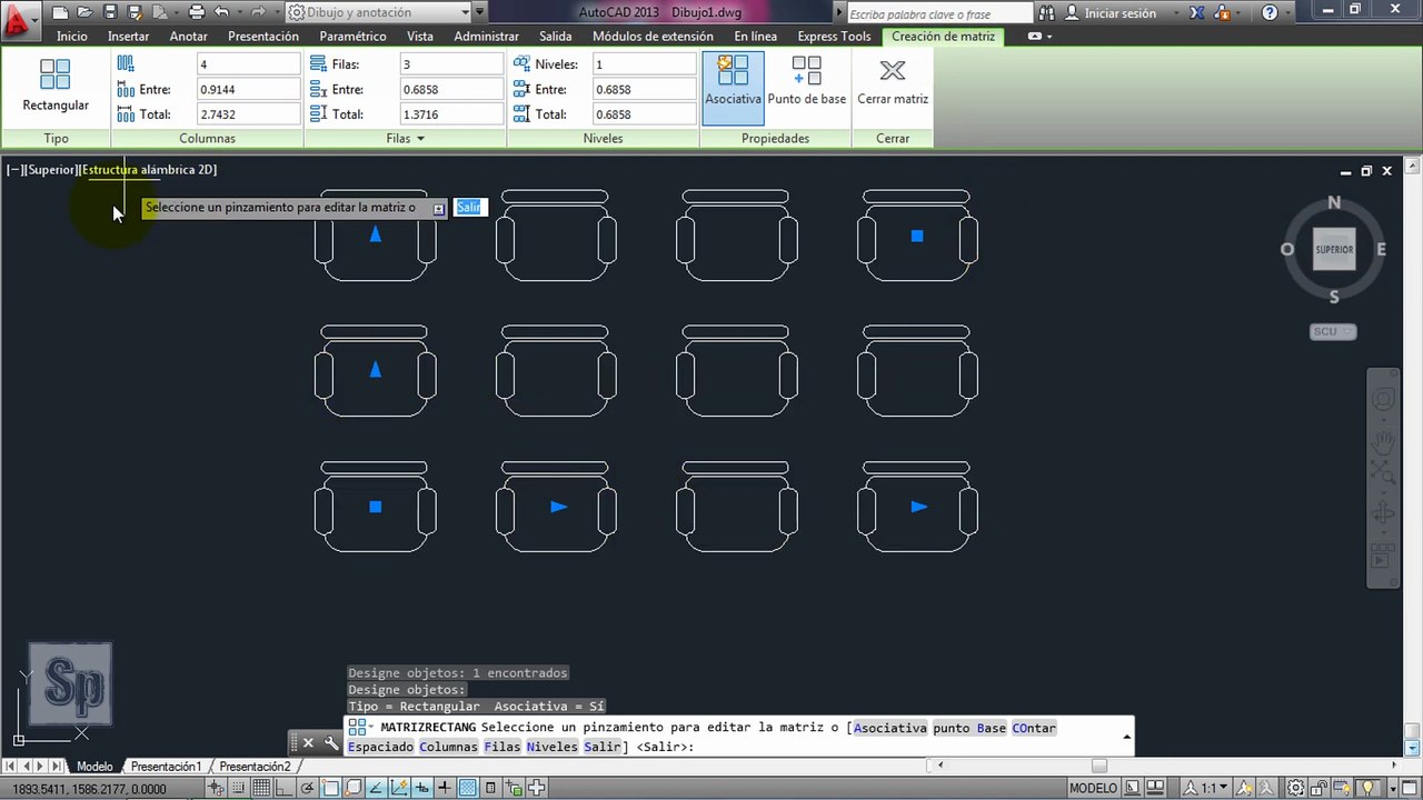 Autocad - Matriz rectangular o cuadrada. Clonar...
