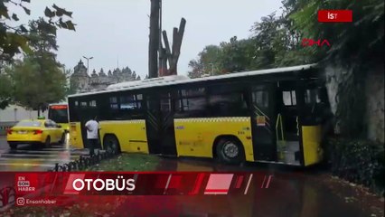 Beşiktaş’ta otobüs motosiklete çarpıp kaldırıma çıktı