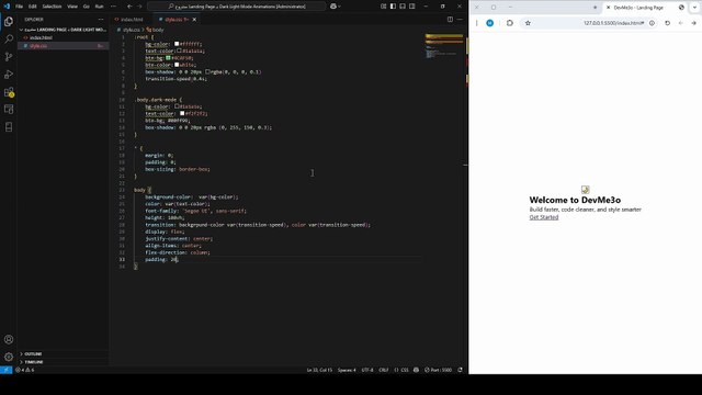 🌗 Dark_Light Mode Landing Page with Animations _ HTML, CSS _ JavaScript