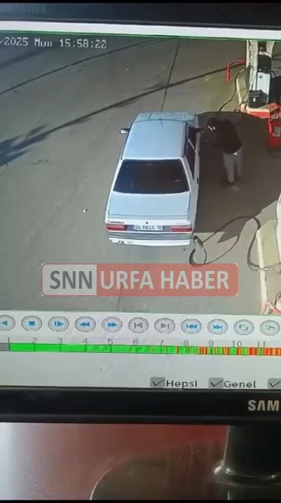Şanlıurfa Akçakale'de akaryakıt istasyonunda ilginç kaza