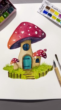 Aquarelle Magique : Crée tes Maisons Champignons ! #aquarelle #watercolor #art #painting
