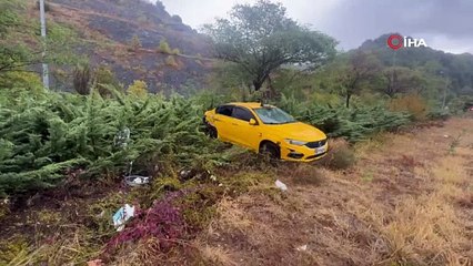 Alaplı’da ticari taksi aydınlatma direğine çarptı: 1 yaralı