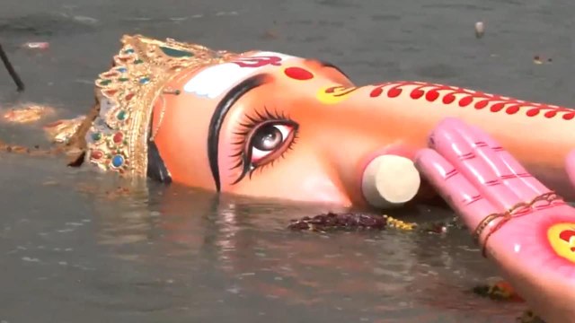 Khairatabad 69-feet Lord Ganesh Idol Immersed at Hussain Sagar Lake in Hyderabad