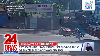 Estudyante, nabundol ng motorsiklo at muntik mabangga ng bus | 24 Oras Weekend