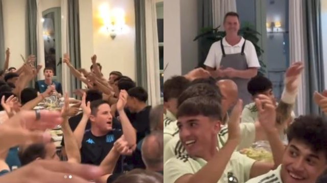 Bonito momento entre los equipos juveniles del Real Madrid y el Racing Club