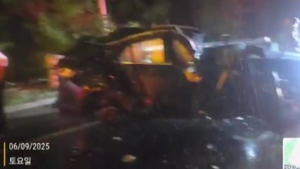 고속도로에서 달리던 SUV 빗길 미끄러져...1명 경상 / YTN