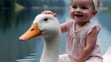 Adorable_Baby_Riding_a_Duck_Among_Mountains_and_Flowers(360p)(1)