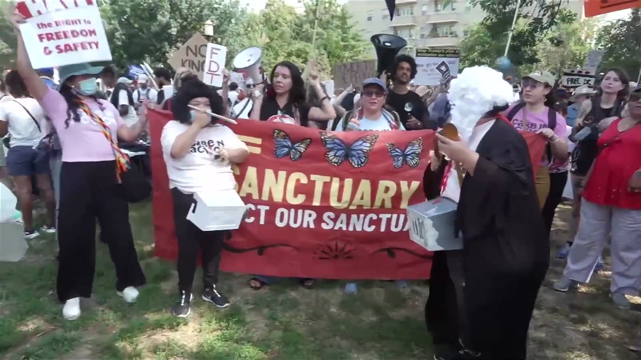 Washington DC residents rally against Trump's troop deployment to the city