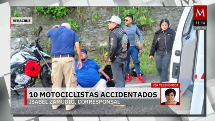 Accidente masivo de motociclistas en Veracruz: hay 10 lesionados