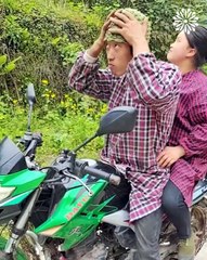 Riding up a steep and narrow path!