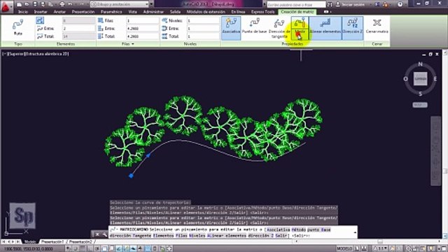 Autocad - Matriz de camino o recorrido. Clonar varias veces. Tutorial en español HD