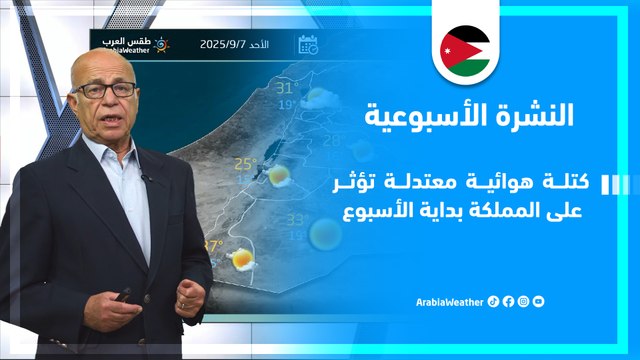 الأردن | آخر مستجدات حالة الطقس ودرجات الحرارة من اليوم وحتى نهاية الأسبوع في النشرة الجوية!