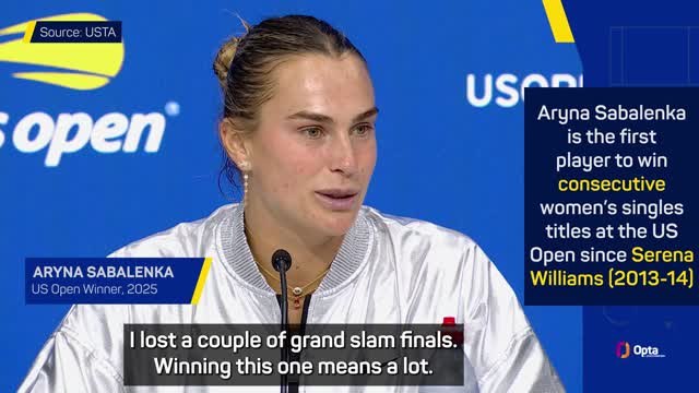 'Speechless' Sabalenka reflects on back-to-back US Open titles