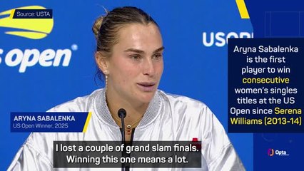 'Speechless' Sabalenka reflects on back-to-back US Open titles