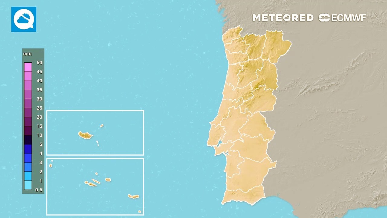 Semana marcada por precipitação irregular durante a próxima semana, podendo chegar aos 30 mm acumulados no Alto Minho.