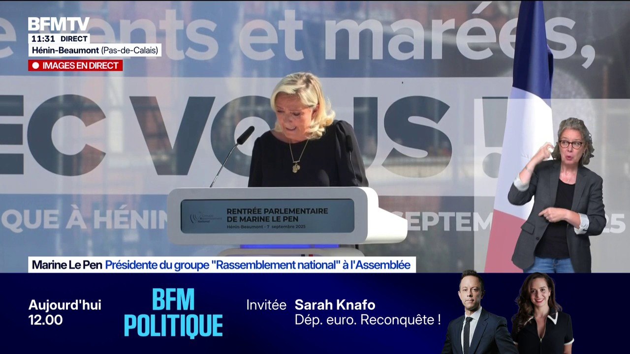 Marine Le Pen: "Aucun d'entre nous n'acceptera de céder au piteux chantage du vote de confiance initié par le Premier ministre"