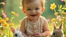✨ Cute Baby Playing with Rabbits in a Magical Forest 🐇🌿