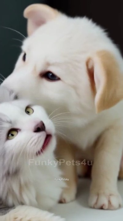 Cute Kittie and Puppy Friendships - FunkyPets4u  #cat #funnypets #funny #dog #puppy