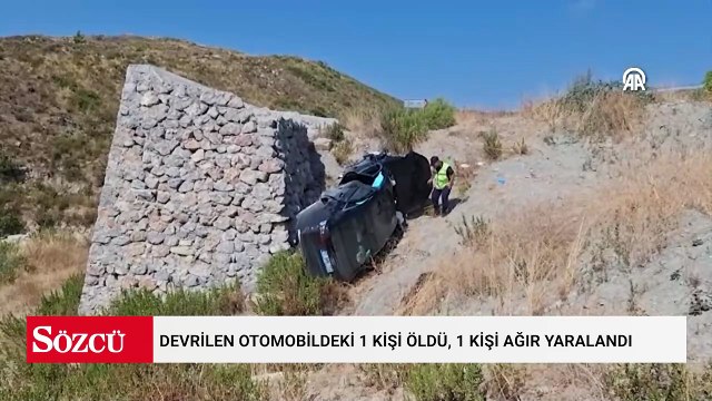 Devrilen otomobildeki 1 kişi öldü, 1 kişi ağır yaralandı
